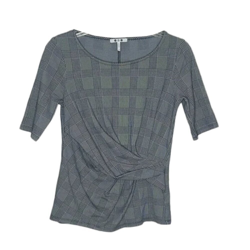 ❤️ 🆕 PLAID front ruched dressy Gray Women's Top Size XS